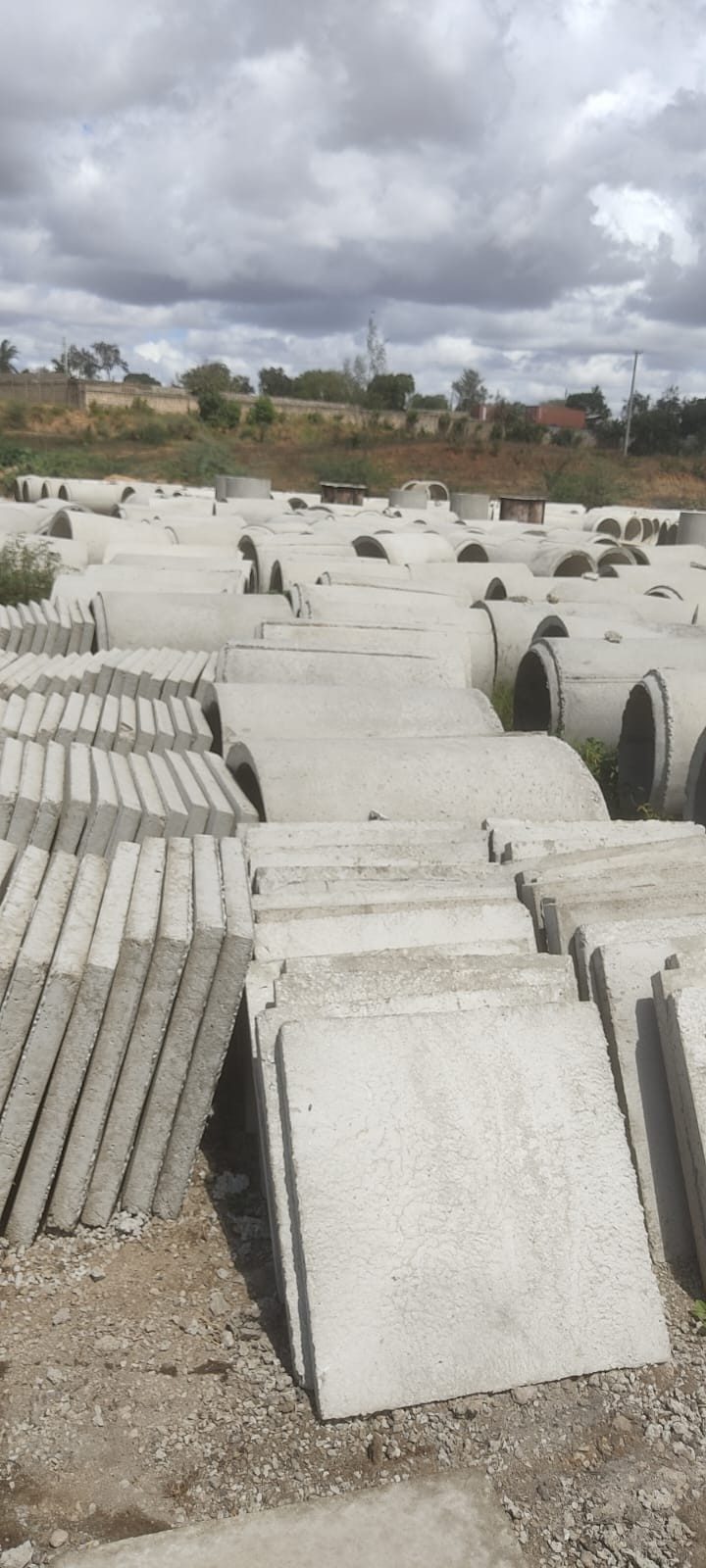 Pipes, slabs and beams in storage